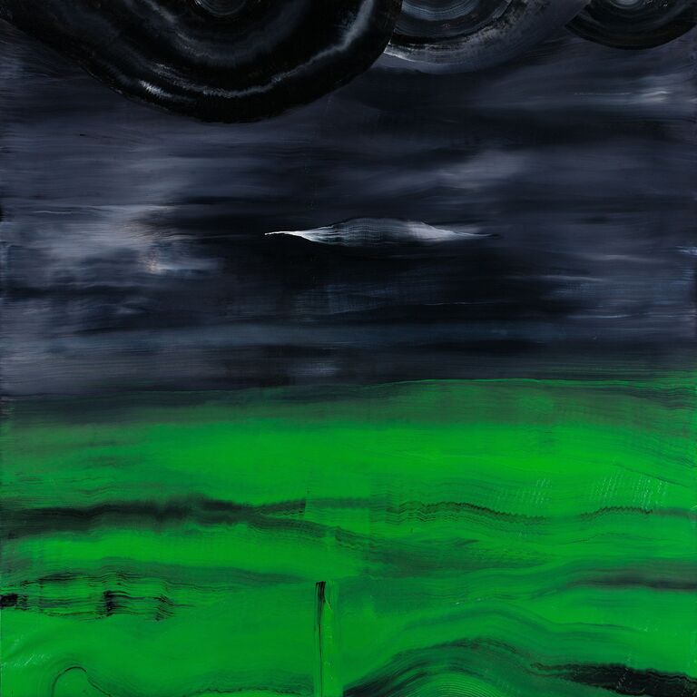 Rinaldo invernizzi, smeraldo 3, olio su tela, cm 110 x 110 - foto gianluca di ioia
